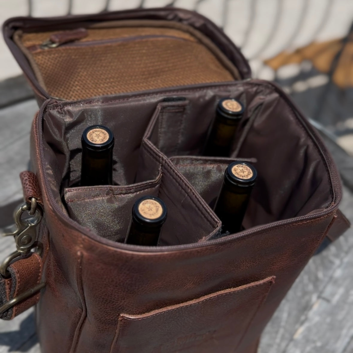 Wine Bag (4 Bottle) - Oil Tanned