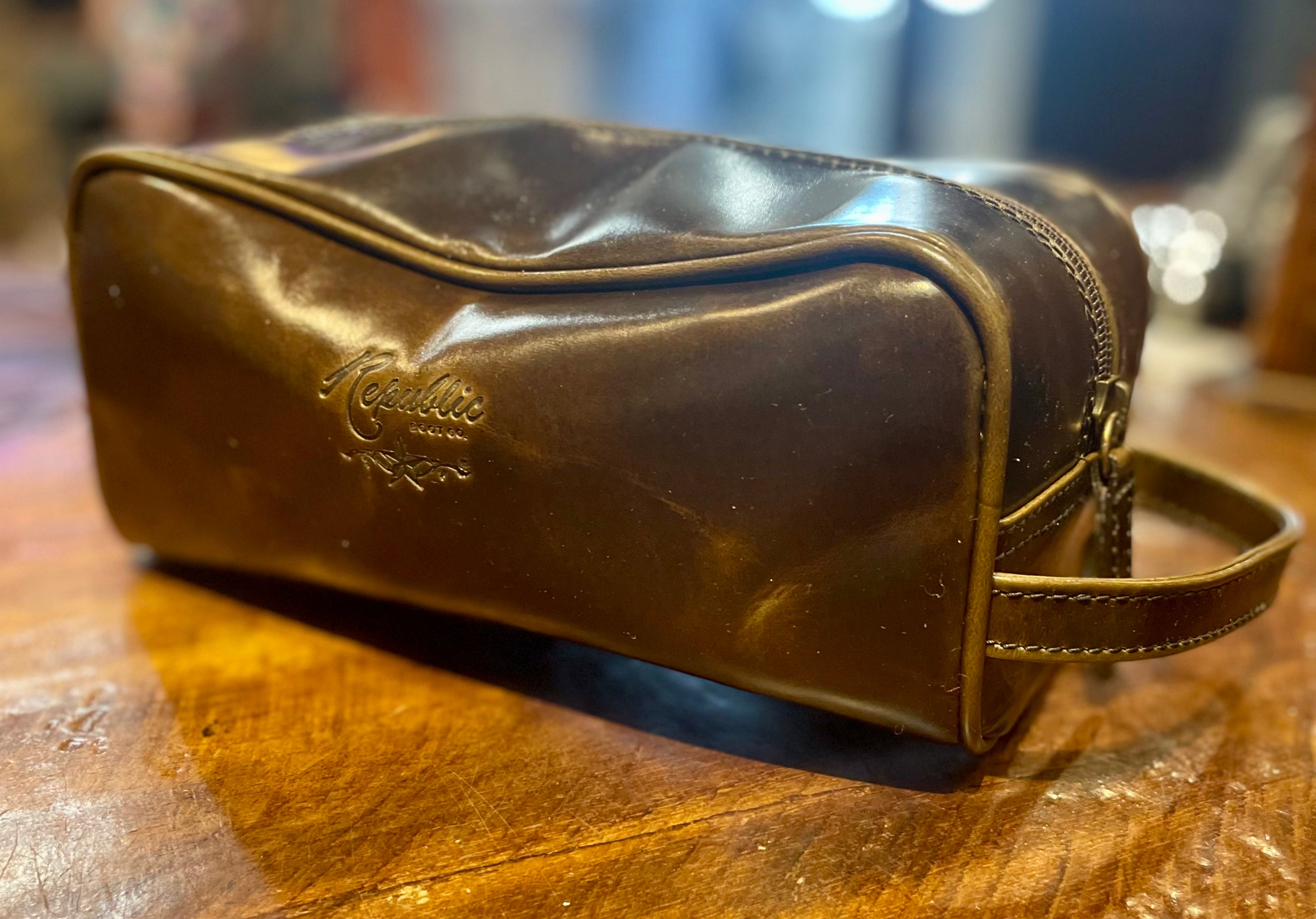Boot Leather Toiletry Bag - Nicotine