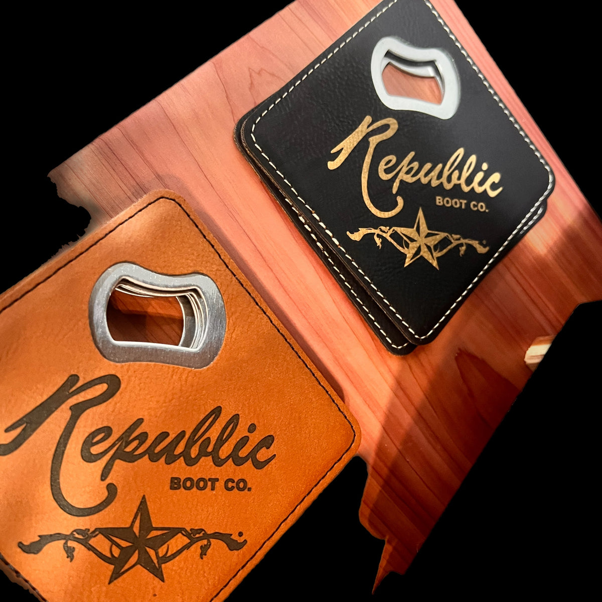 Leather Coaster with Bottle Opener (2 pack)