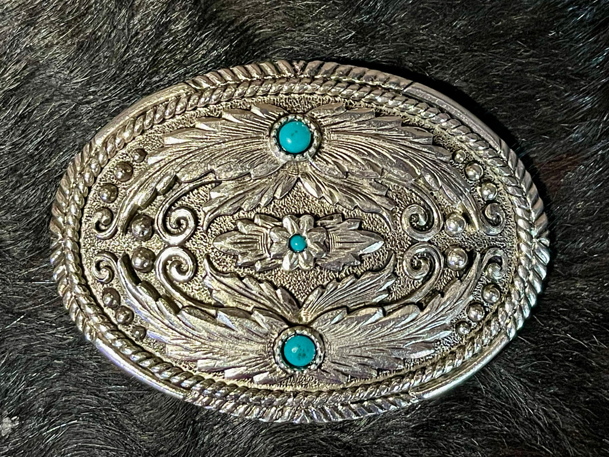 Fancy Feather Buckle with Turquoise #732-04