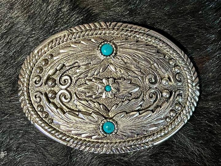 Fancy Feather Buckle with Turquoise #732-04
