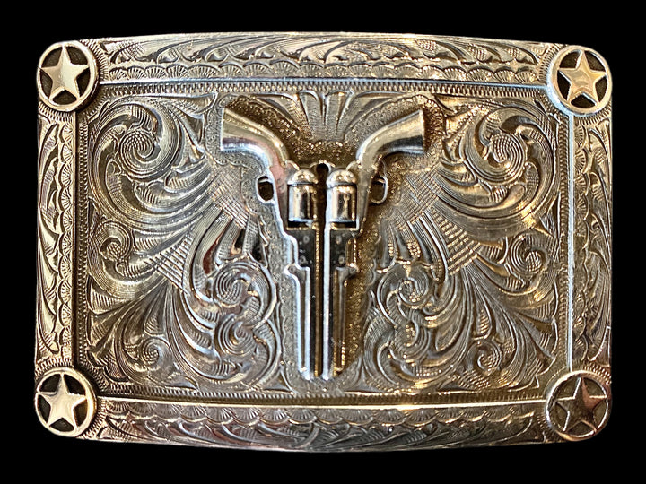 Dual Colt Pistols - Solid Silver