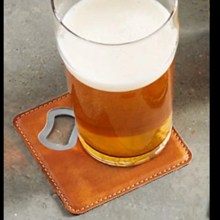 Leather Coaster with Bottle Opener (2 pack)