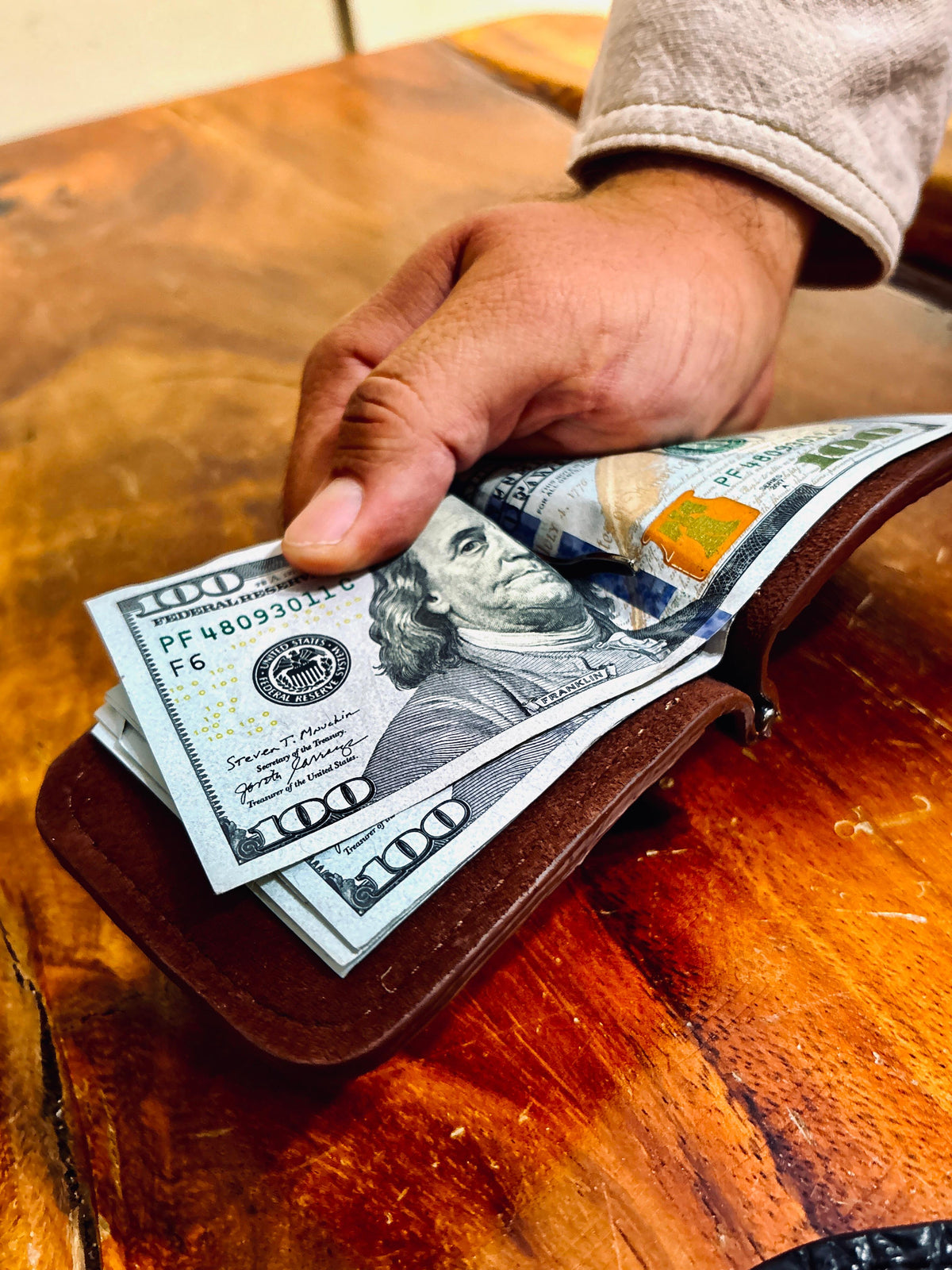 Moreletii Crocodile Lux Slim Money Clip Wallet