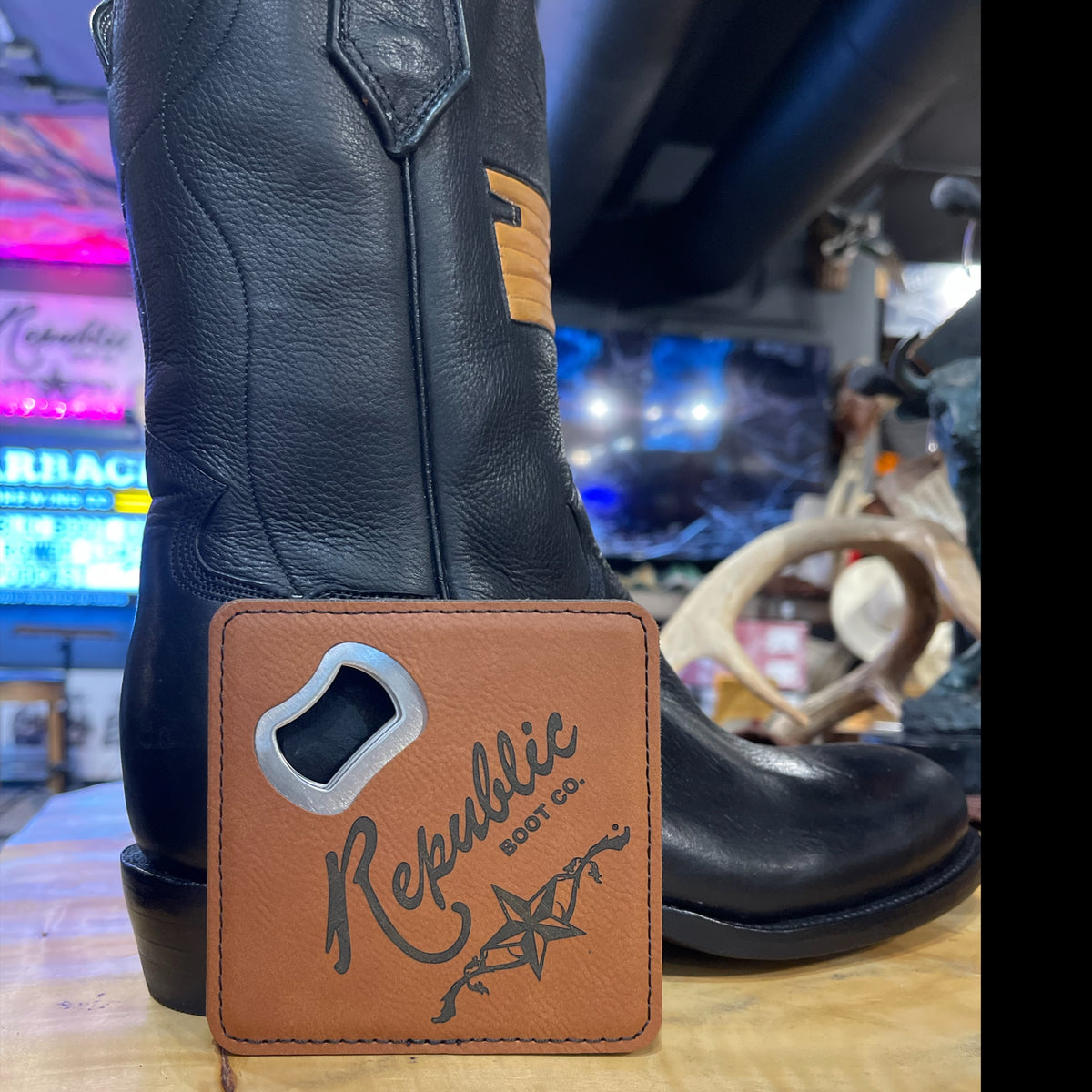 Leather Coaster with Bottle Opener (2 pack)