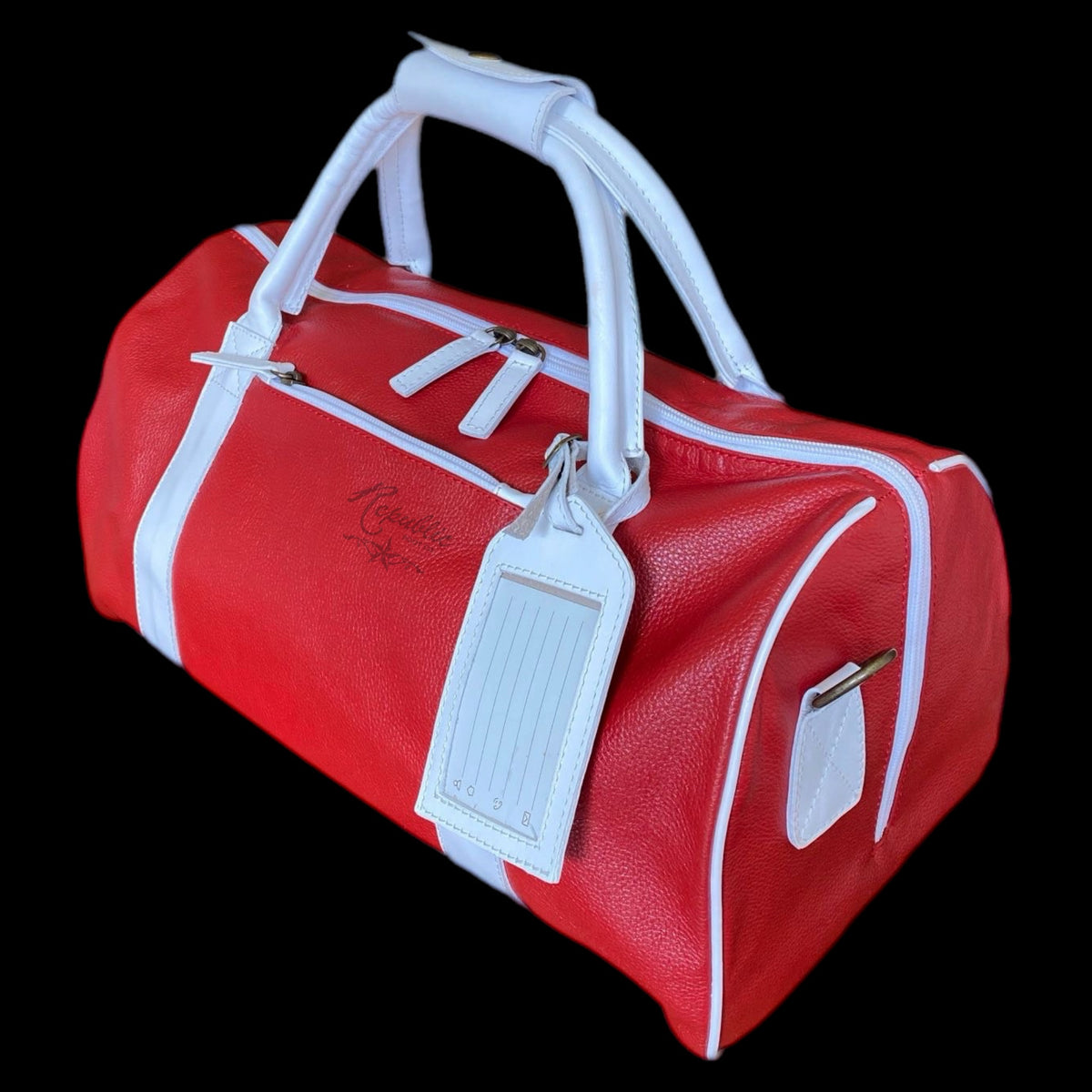 Premium Leather Small Duffle Bag - Red
