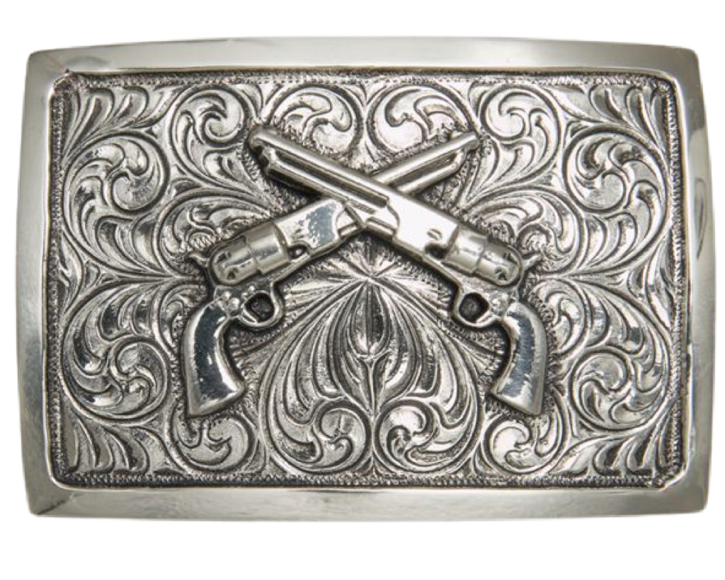 Antique Silver Crossed Pistols #1C011