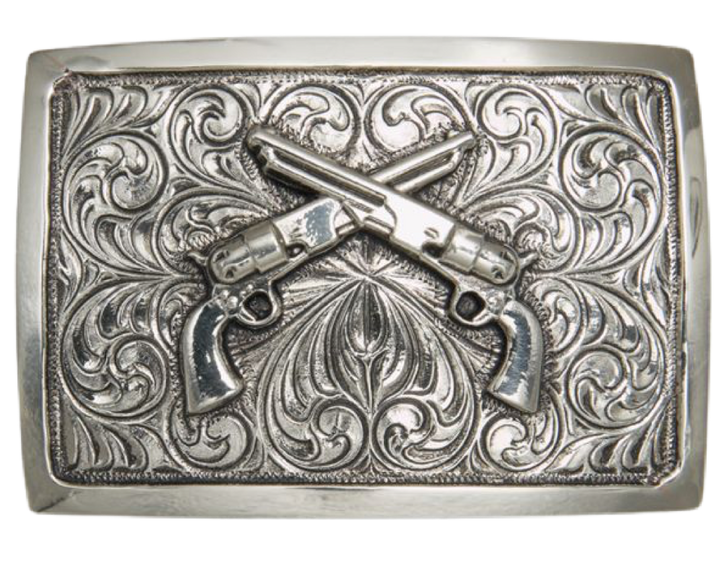Antique Silver Crossed Pistols #1C011