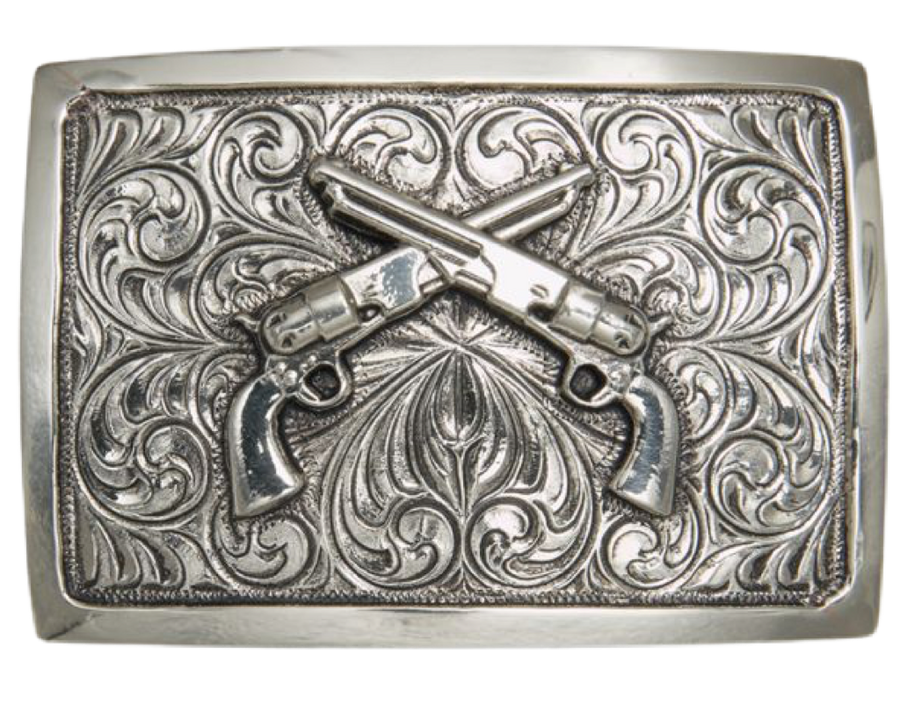 Antique Silver Crossed Pistols #1C011