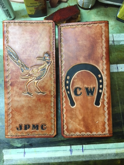 Handmade Custom Leather Items - All Handmade in Texas. Boot Jack, Tally Book, Pistol Case, Holster