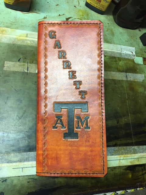 Handmade Custom Leather Items - All Handmade in Texas. Boot Jack, Tally Book, Pistol Case, Holster