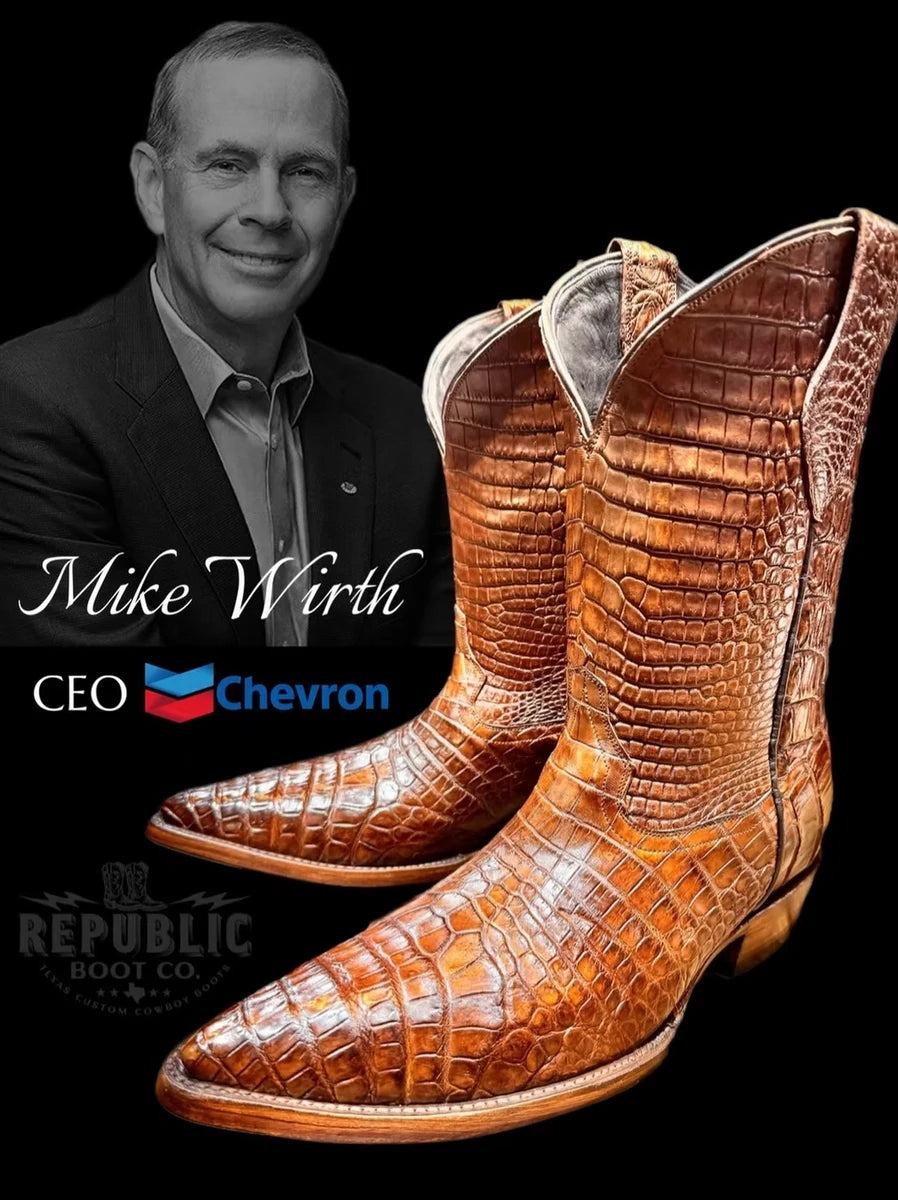 Cognac Republic boots in the Mike Wirth Wall of Fame artwork
