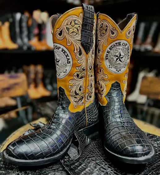 Moreletti Croc with Fully Tooled Texas Tops